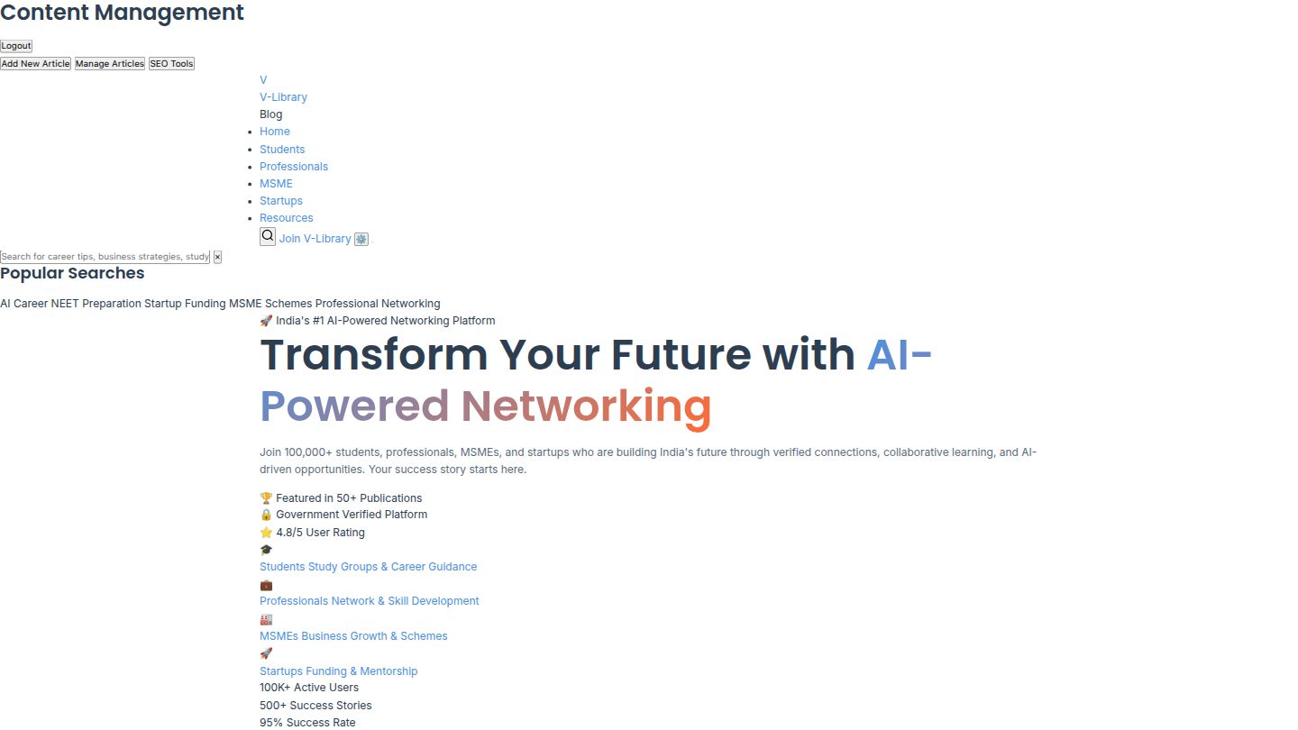 V-Library AI-Powered Networking Platform